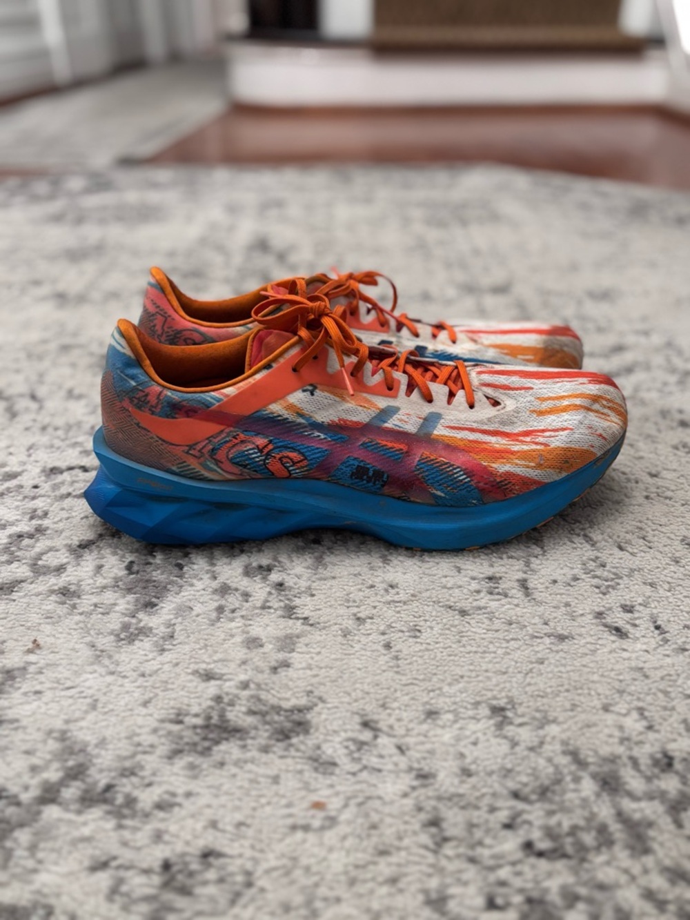 Men's ASICS Novablast Digital Aqua Marigold Orange Running Shoes - Size 13